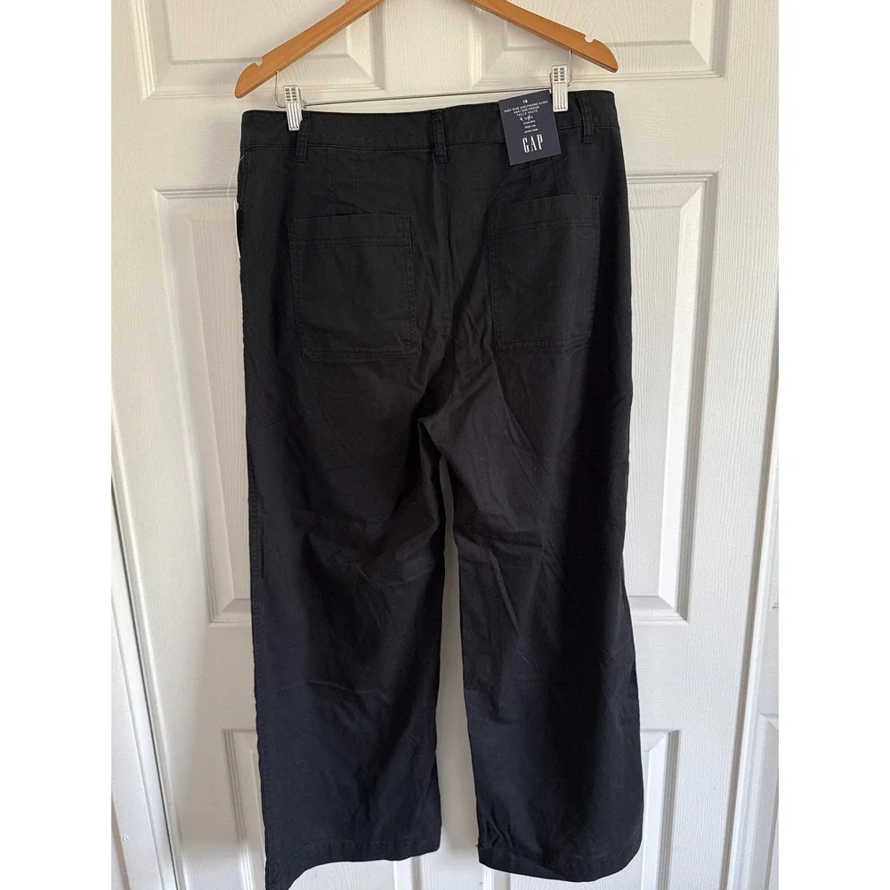 GAP Women's Size 16 Black High-Rise Girlfriend Khaki Wide Leg Pants New with Tag